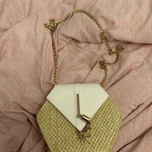 Elegant White and Tan Women's Bag